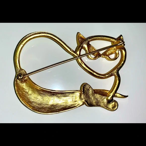 Vintage goldtone cat brooch - Picture 2 of 2